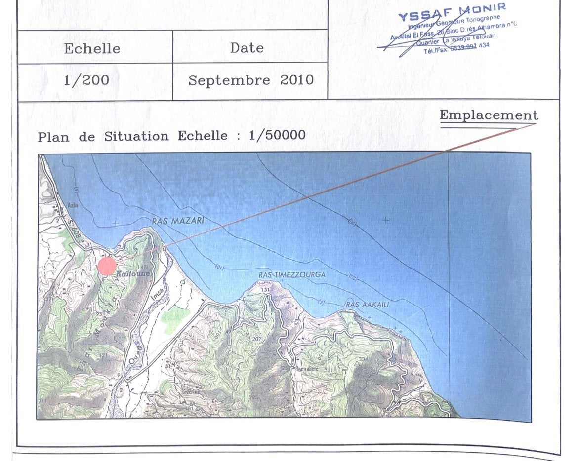 Terrain a vendre en bord de Mer a Tetouan AZLA, Ventes sans courtier, 200 à 500 m²