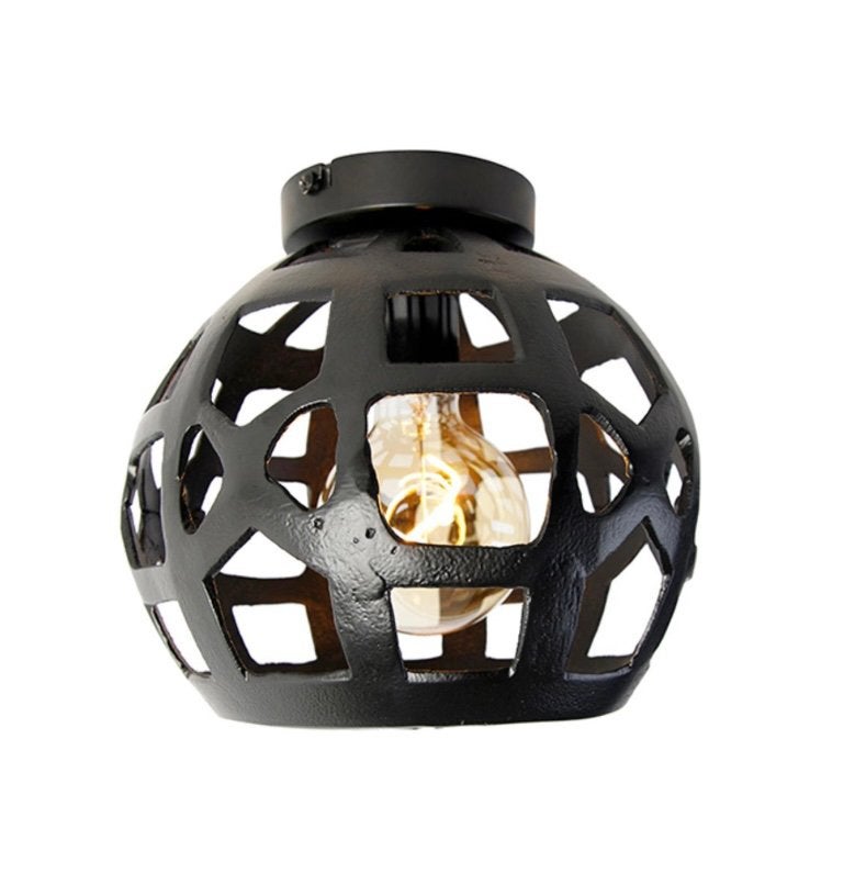 Qazqa industriële hanglamp rond  zwart, Huis en Inrichting, Lampen | Losse lampen, Nieuw, E27 (groot), Ophalen of Verzenden