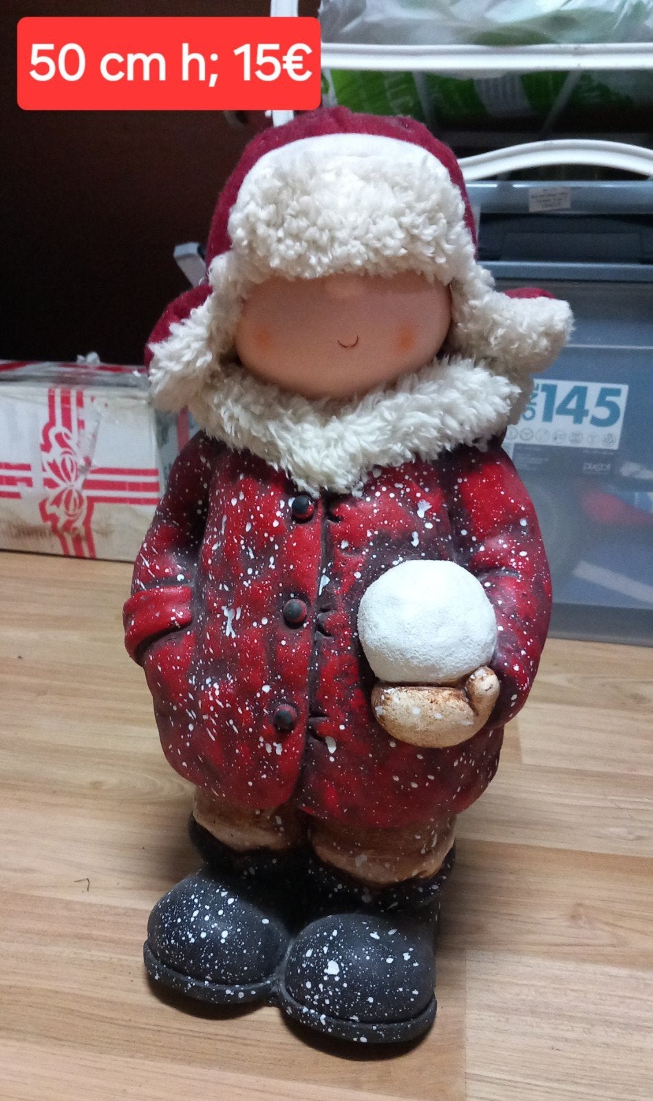 kerstbeeld mannetje met sneeuwbal, Ophalen, Gebruikt