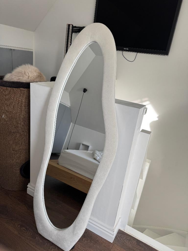 Passpiegel Suede Velvet - 60x160 - Wit, Huis en Inrichting, Ophalen, Zo goed als nieuw, 50 tot 75 cm, 150 tot 200 cm