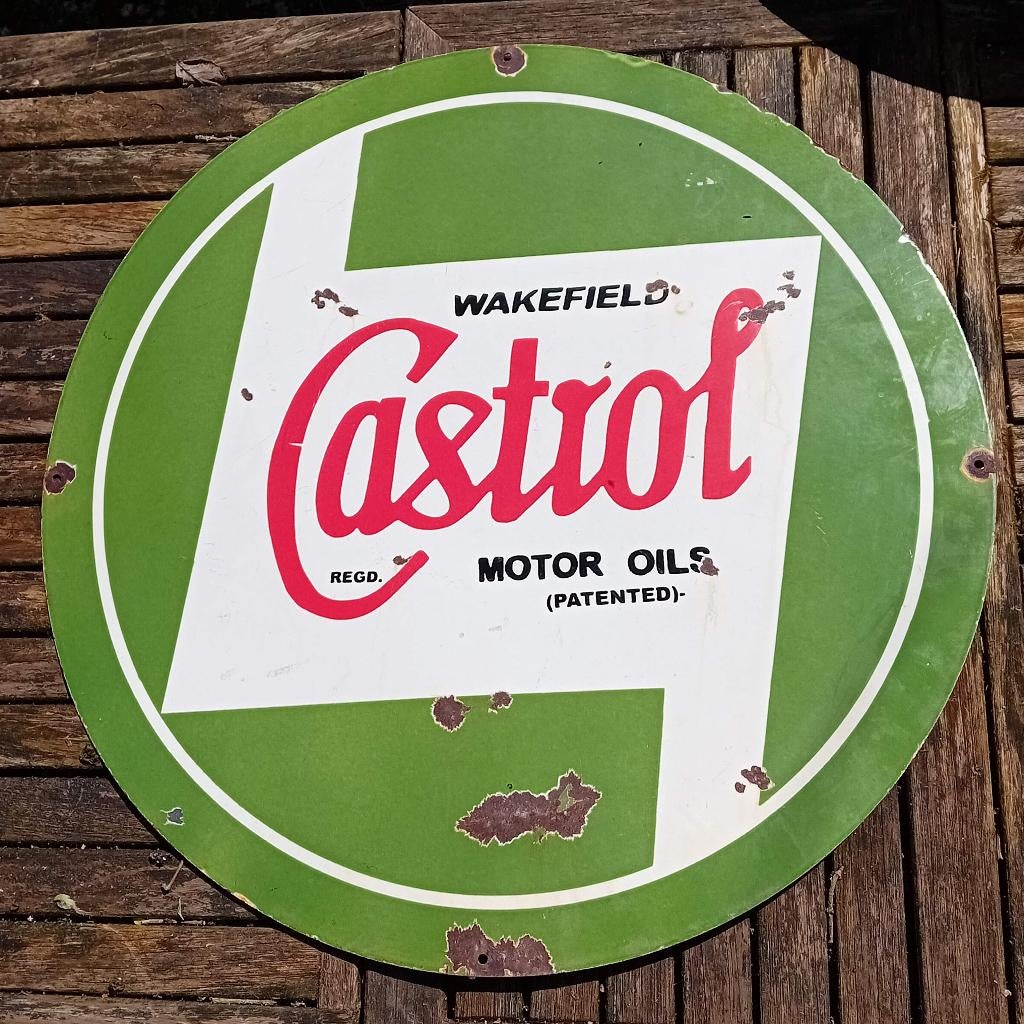 Panneau publicitaire Castrol Wakefield en émail 76 cm, Enlèvement, Utilisé, Panneau publicitaire