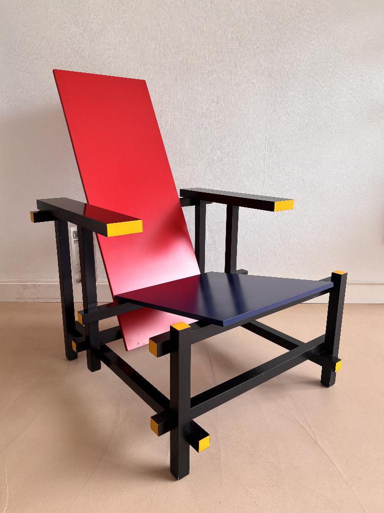 Chaise Red and Blue Rietveld Cassina - n1684 – étiquette, Enlèvement