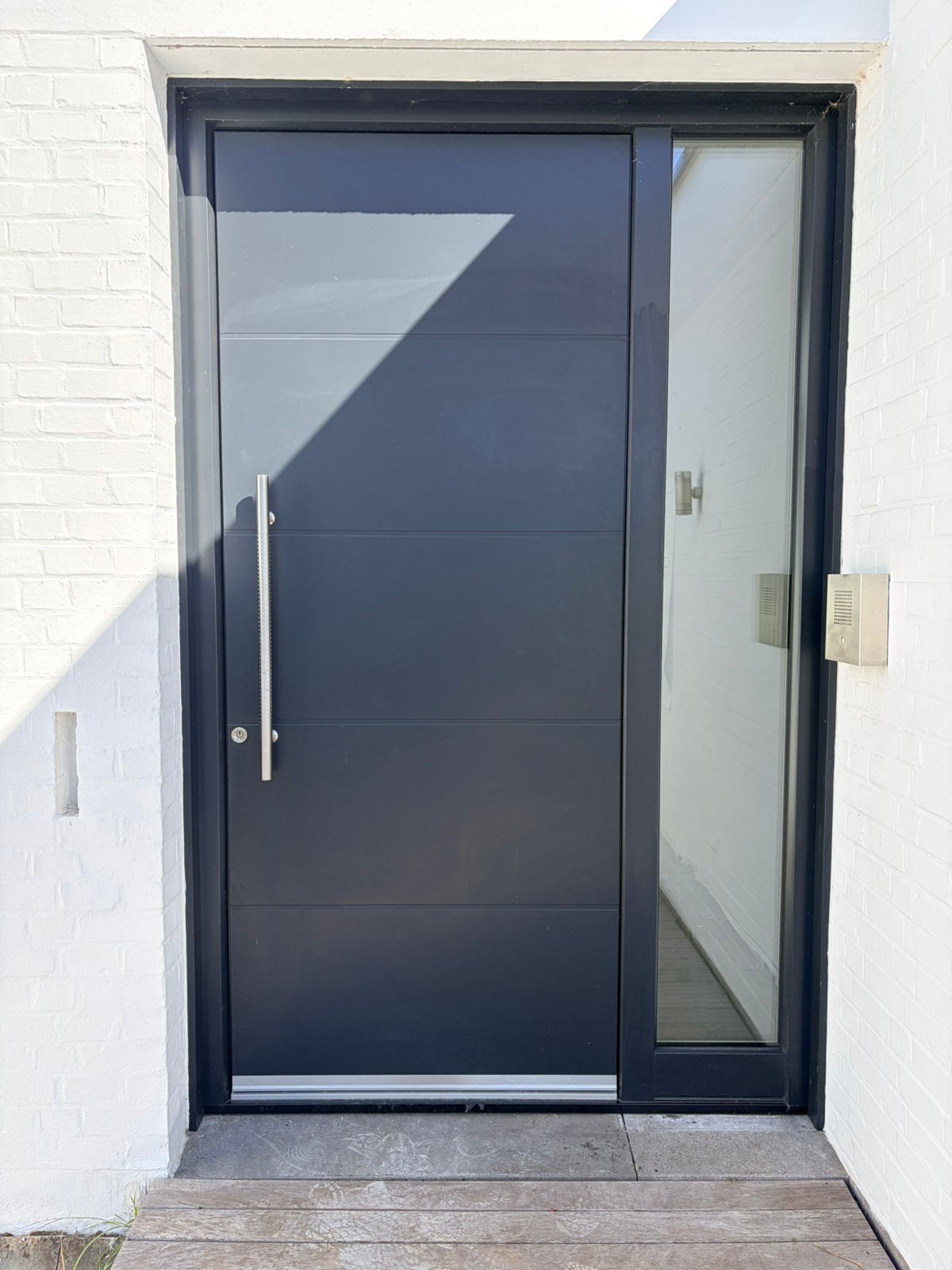 Porte d’entrée en aluminium avec fixe vitré latéral, Bricolage & Construction, Enlèvement, Comme neuf, Aluminium