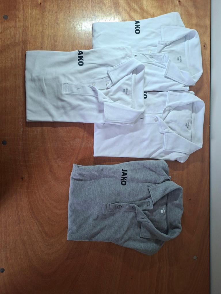 Polo Jako x4 : blanc et gris, Enlèvement, Comme neuf, Taille 48/50 (M)
