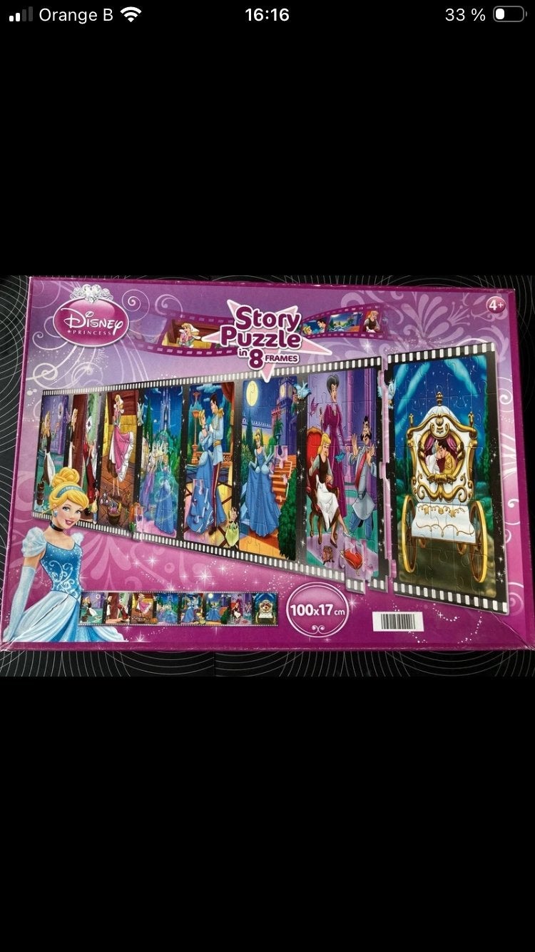 Disney Cendrillon Story Puzzle (en 8 parties) 100x17cm, 200p, Hobby en Vrije tijd, Ophalen, Zo goed als nieuw