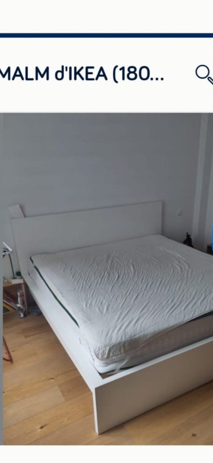 IKEA MALM BED 2M X 1,80 M 2 PER + boxsprings PRIJS 150 EUR, Ophalen, Wit