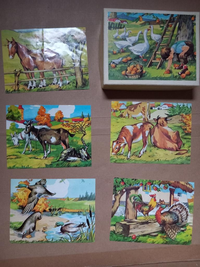Houten blokpuzzel boerderij, Kinderen en Baby's, Speelgoed | Houten speelgoed, Ophalen, Gebruikt