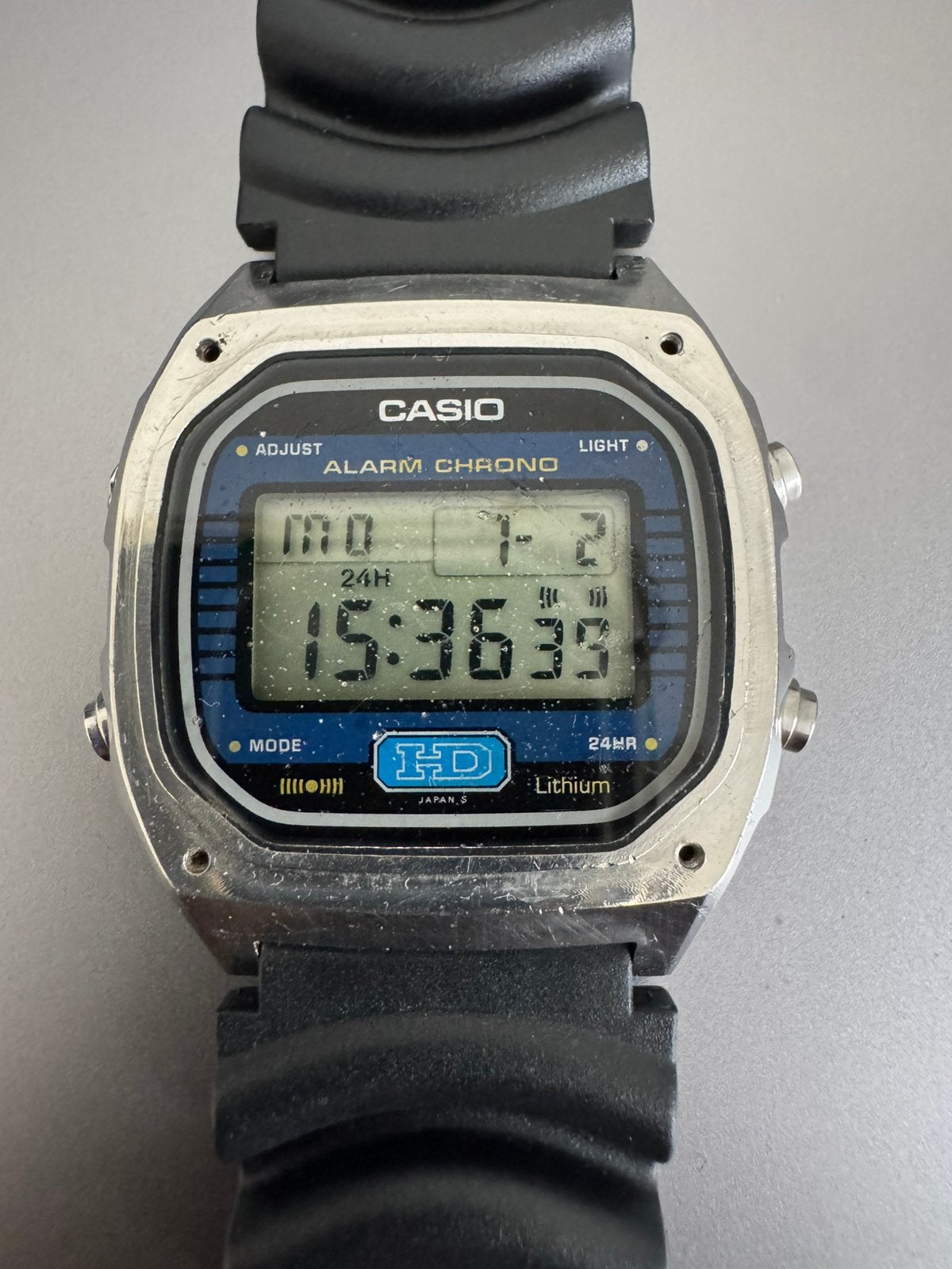 Rare Casio DW-1400 Heavy Duty (Module 280) Vintage 1984, Étanche, Enlèvement ou Envoi, Utilisé, Argent