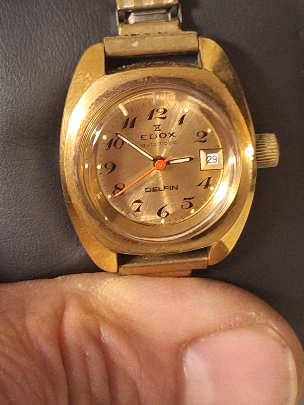 Montre Vintage Edox Delfin Automatic Années 70 –, Bijoux, Sacs & Beauté, Enlèvement ou Envoi, Or, Or