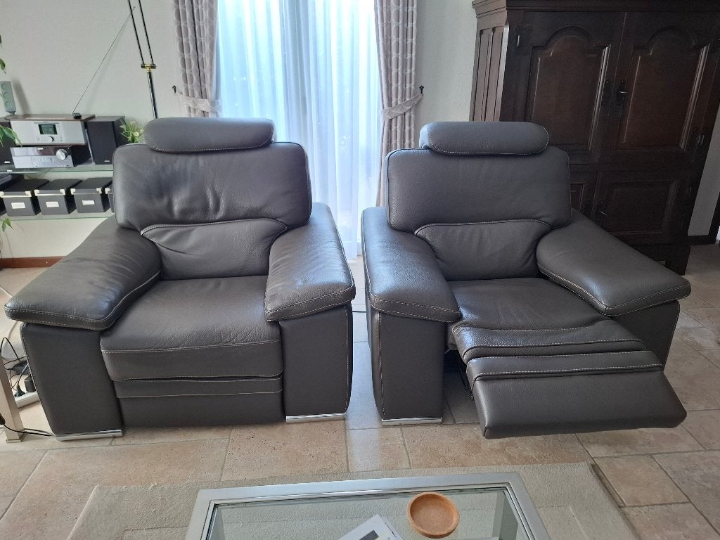 Fauteuils à commande électrique, 75 à 100 cm, Classique cuir brun, Comme neuf, Enlèvement