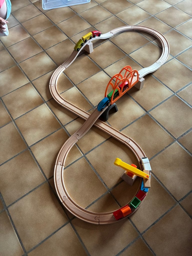 mooie houten zelfbouwtreinbaan met treintjes & acc., Ophalen of Verzenden, Zo goed als nieuw, Overige typen
