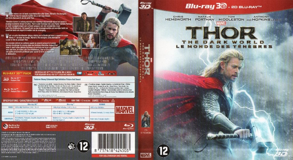 thor  the dark world (blu-ray 3D + blu-ray) ieuw, Ophalen of Verzenden, Zo goed als nieuw, Science Fiction en Fantasy