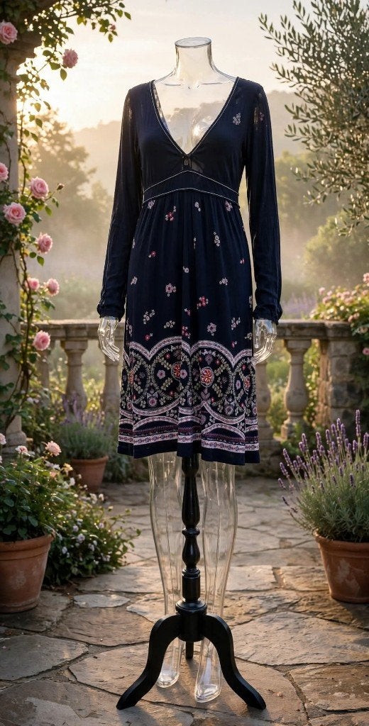 Jurk Vive Maria zwart met prachtige bloemenprint, Maat 38/40 (M), Verzenden, Zwart, Nieuw