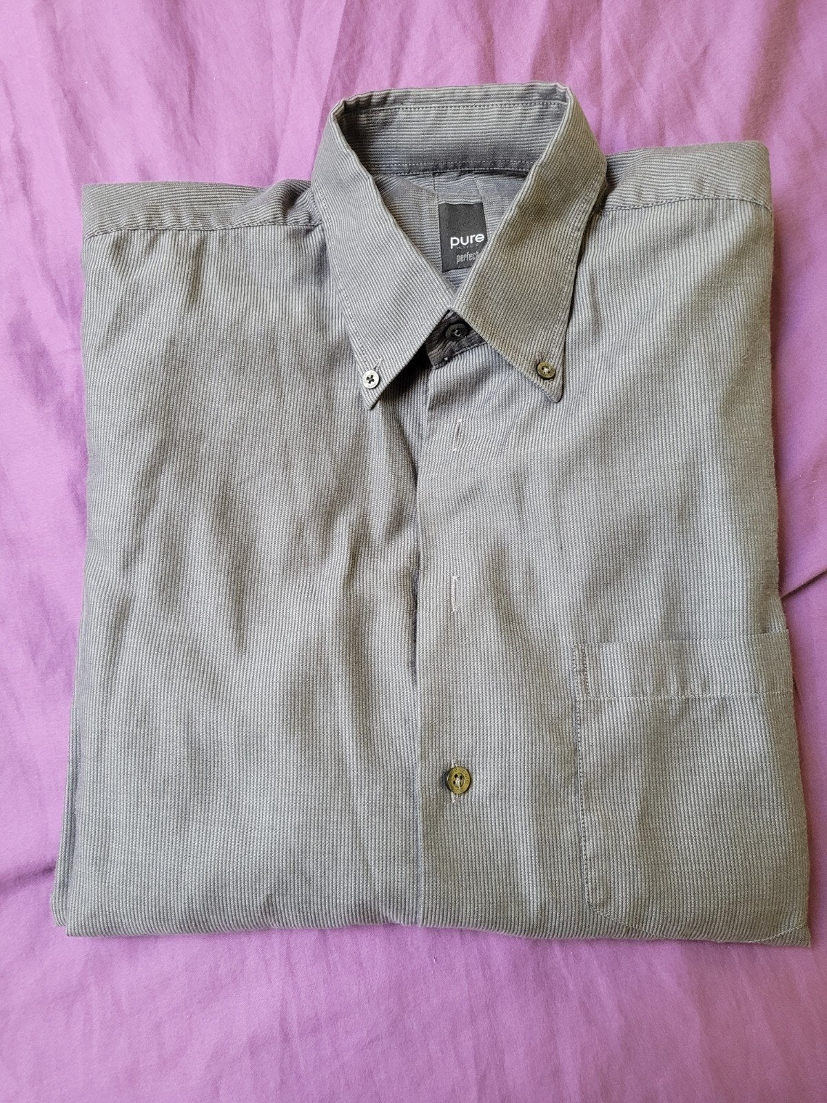 Pure H.Tico "Perfect" Overhemd - Maat L (41) - Grijs, Kleding | Heren, Ophalen of Verzenden, Zo goed als nieuw, Grijs, PURE perfect
