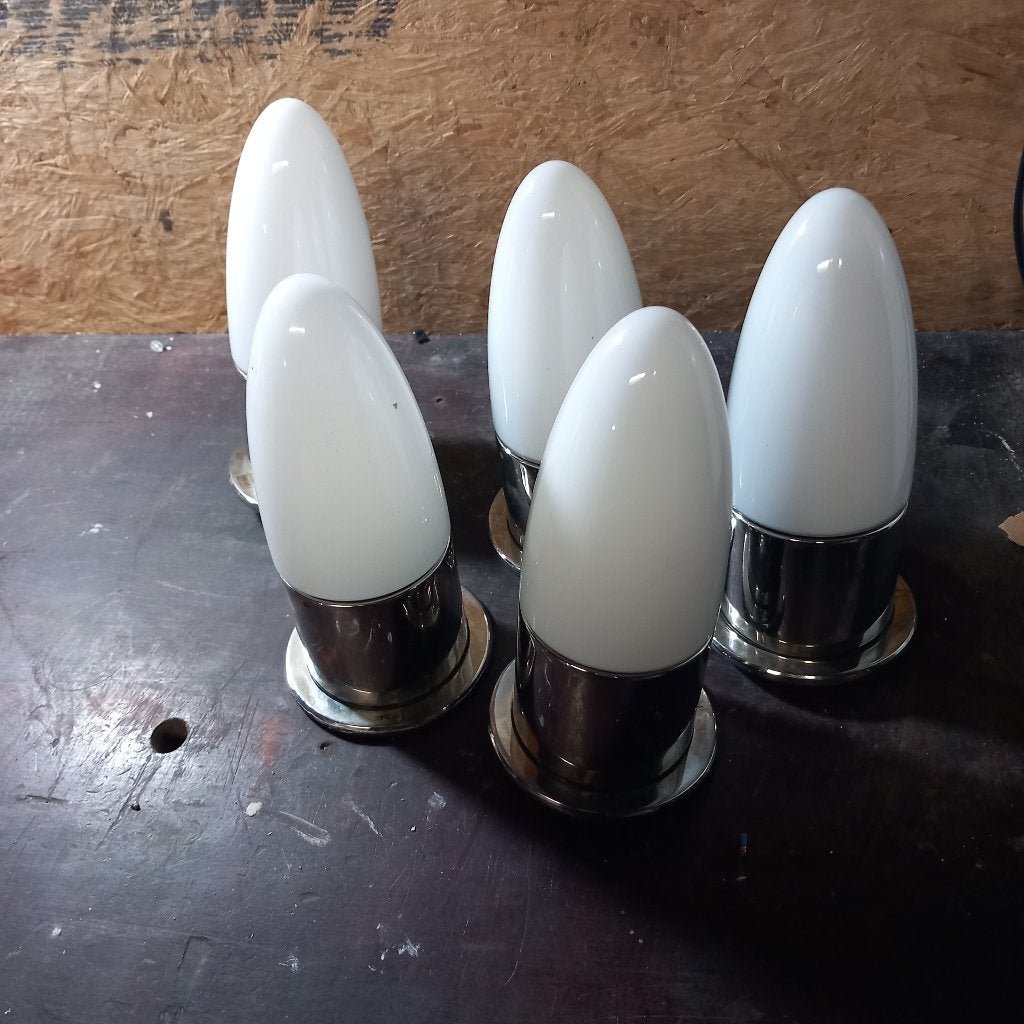Lot de 5 plafonniers opaline et acier chromé Glashütte, Maison & Meubles, 7 cm, Verre, Comme neuf, Glashütte Limburg