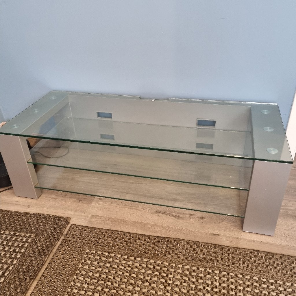 Meuble TV en verre à vendre, Moins de 100 cm, Comme neuf, Enlèvement, 50 à 100 cm