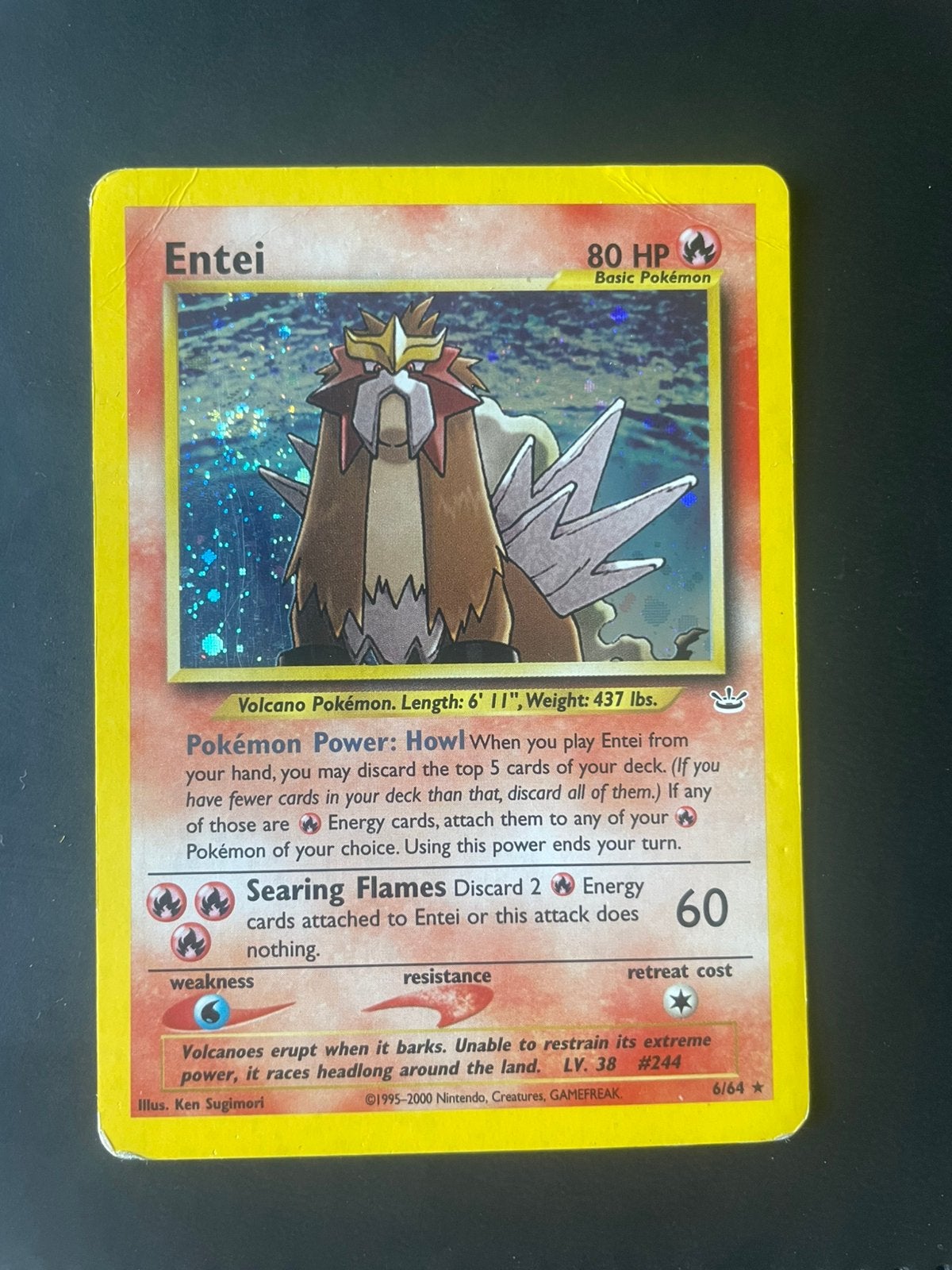 Entei vintage pokemon kaart, Enlèvement ou Envoi, Utilisé, Cartes en vrac, Foil