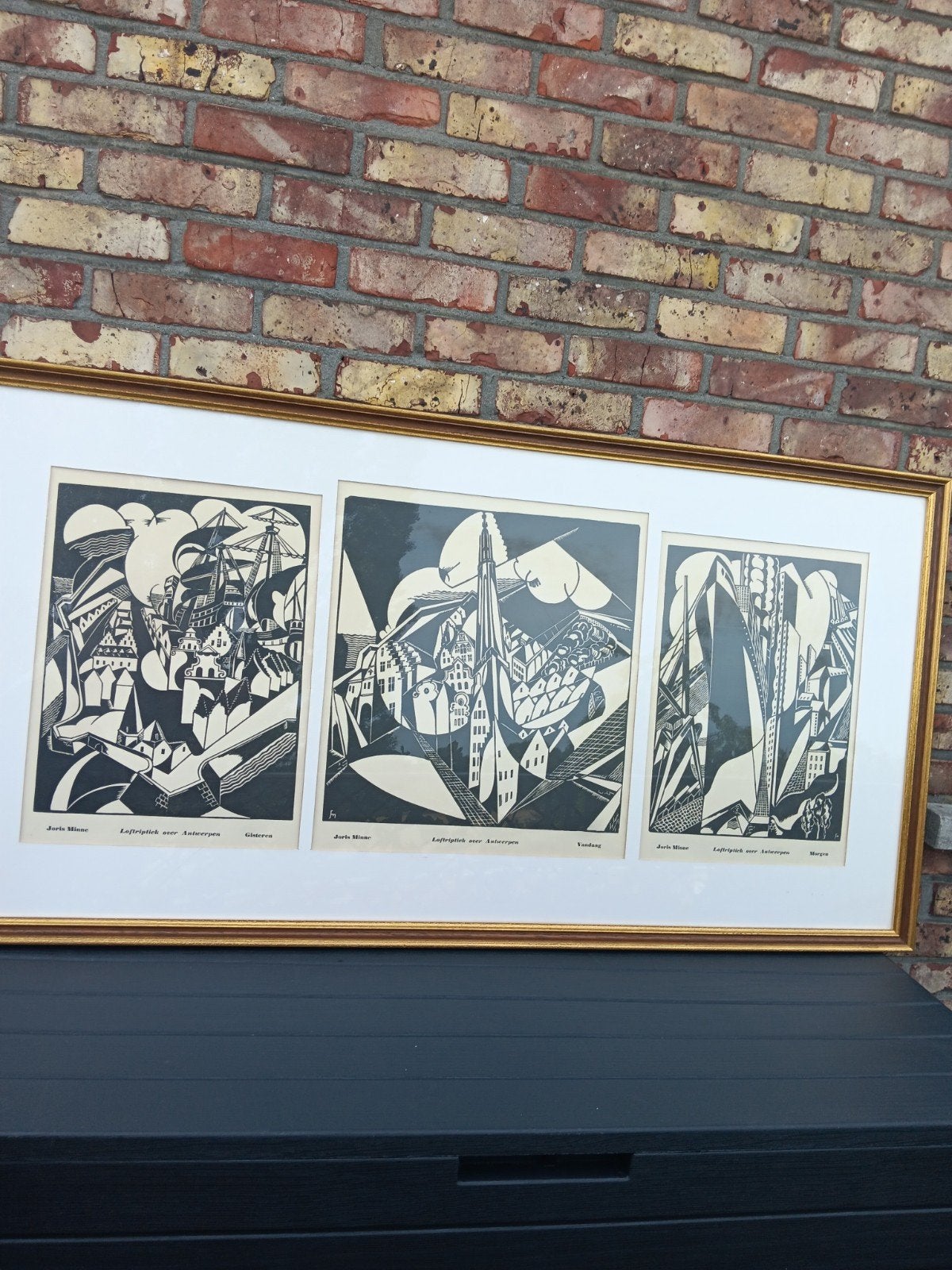 Joris Minne1897-1988.Loftriptiek over Antwerpen1930 originel, Antiek en Kunst, Ophalen