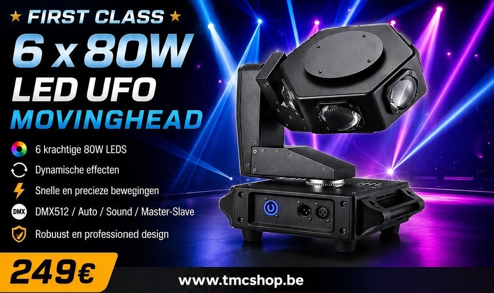 Nouveau Ufo Movinghead LED 6 x 80W de première classe, Musique & Instruments, Enlèvement ou Envoi, Neuf, Lumières, Commande sonore