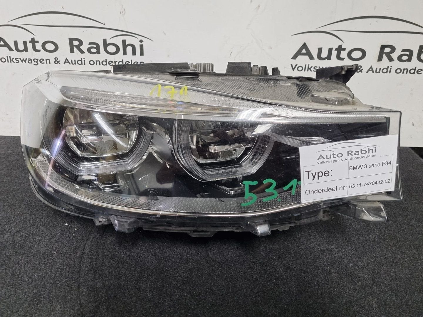 Bmw 3 serie f34 koplamp Rechts Bi xenon led 63-11-7470442-02, Auto-onderdelen, Gebruikt, -, -, Ophalen of Verzenden