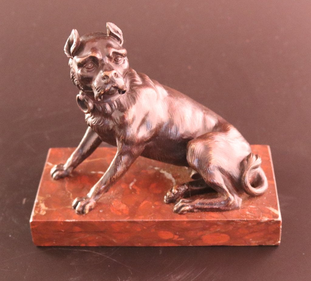 Antiek bronzen beeld van een hond, Ophalen of Verzenden, Beeld