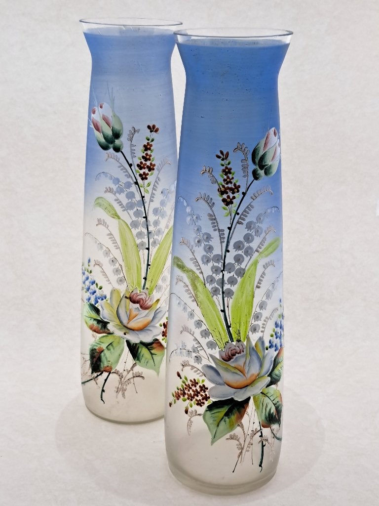 Opaline vazen, Art Nouveau Le Gras, 2 stuks, Ophalen of Verzenden