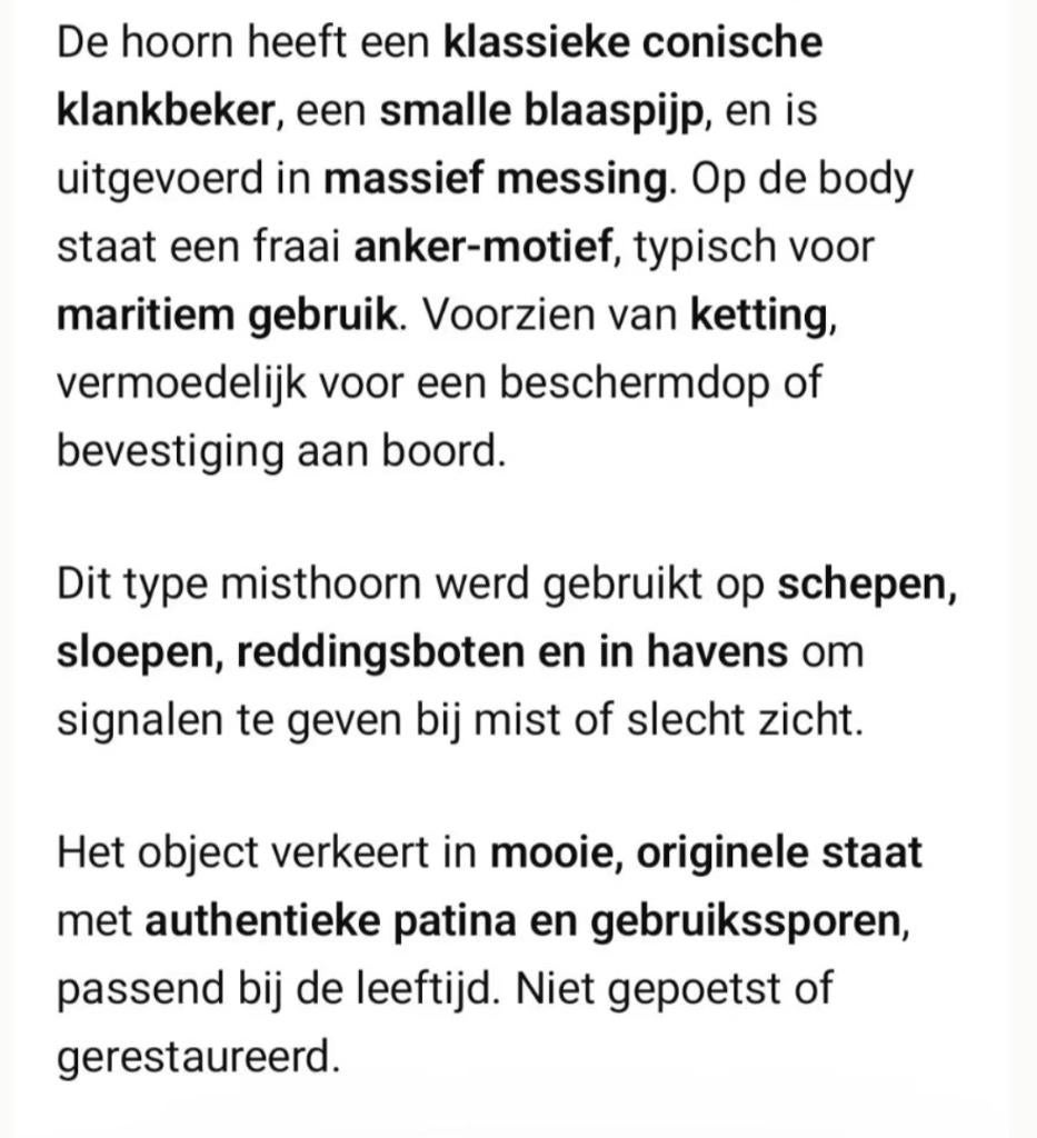 Antieke messing misthoorn (scheepshoorn), Ophalen