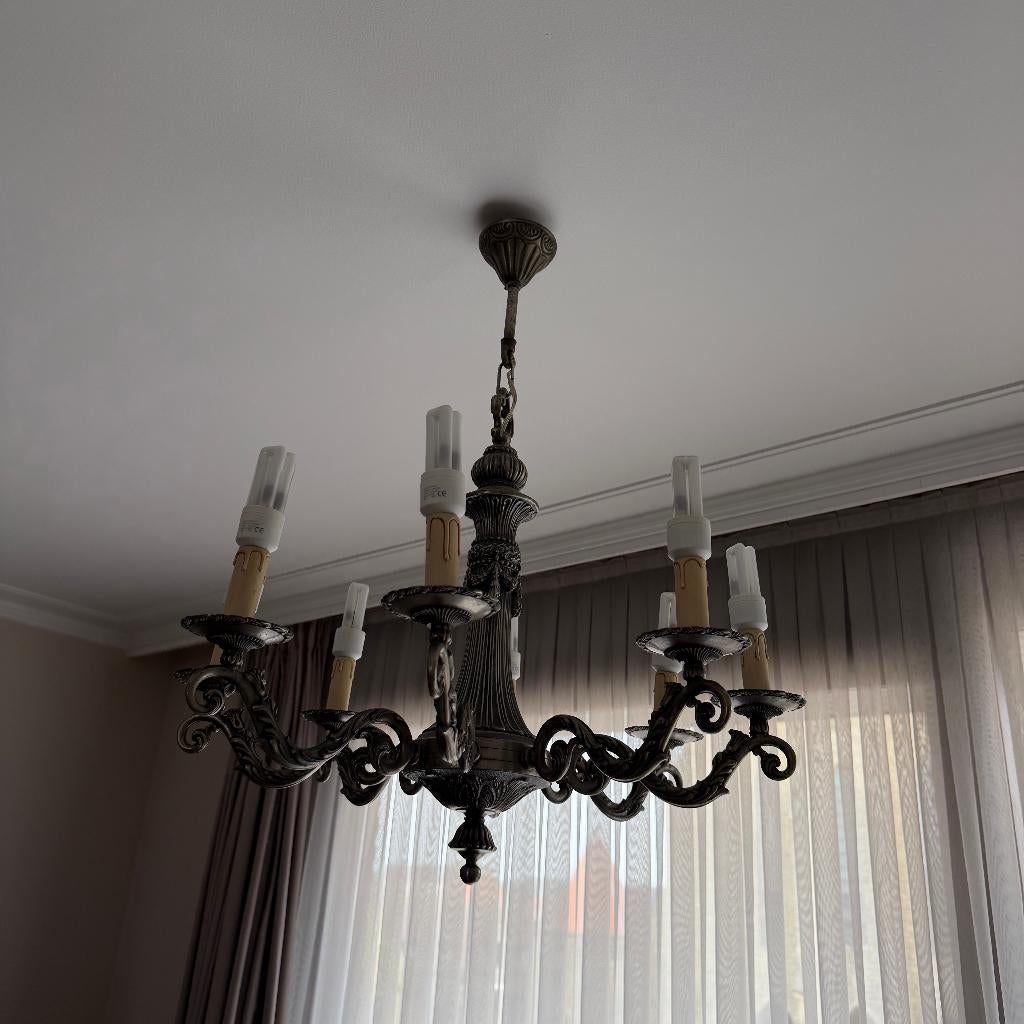 tinnen kroonluster 62cm diameter, Ophalen, Gebruikt, Overige materialen