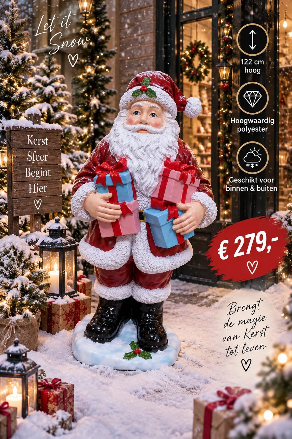 Exclusieve GROTE KERSTMAN MET CADEAUS – 122 CM, Diversen, Ophalen of Verzenden, Nieuw