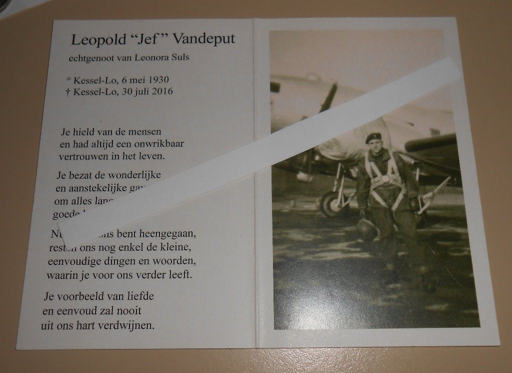Para-commando Belge Leopold ‘ Jef ‘ VANDEPUT, Envoi, Image pieuse