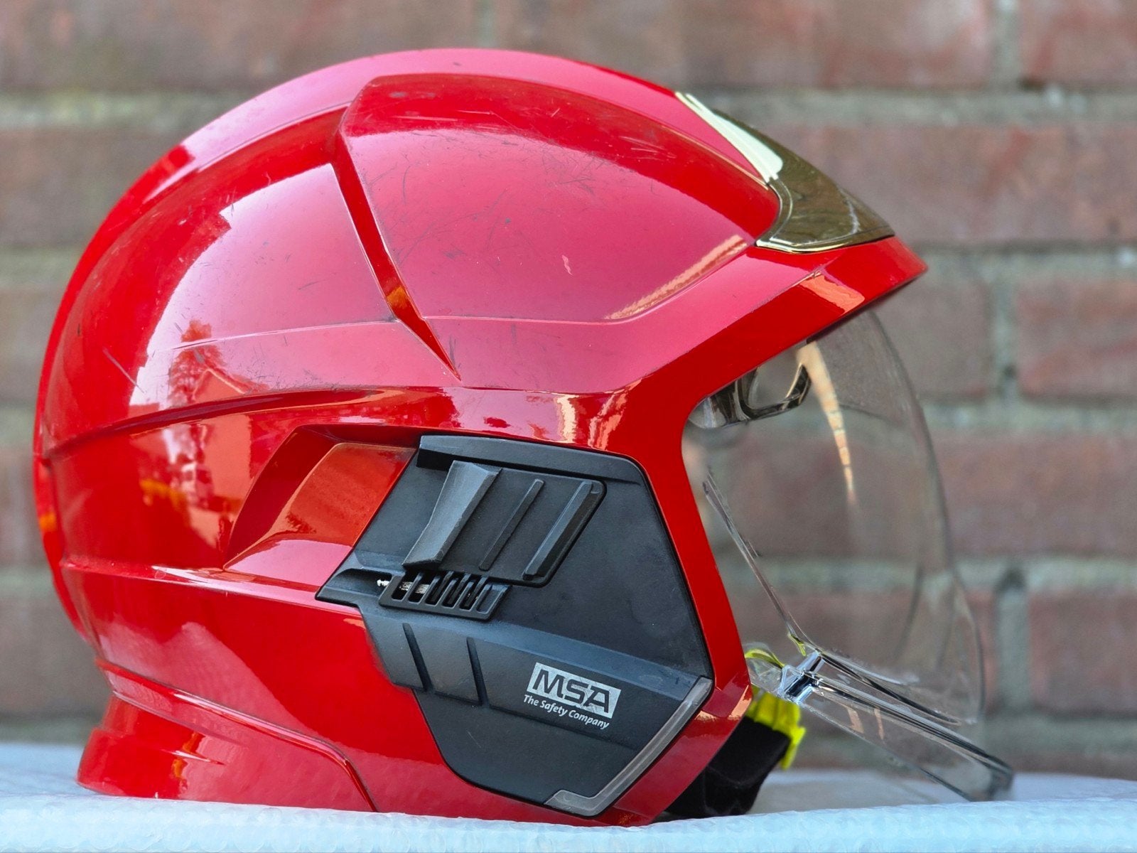 brandweerhelm brandweer MSA casque pompier, Verzamelen, Militaria | Algemeen, Ophalen of Verzenden