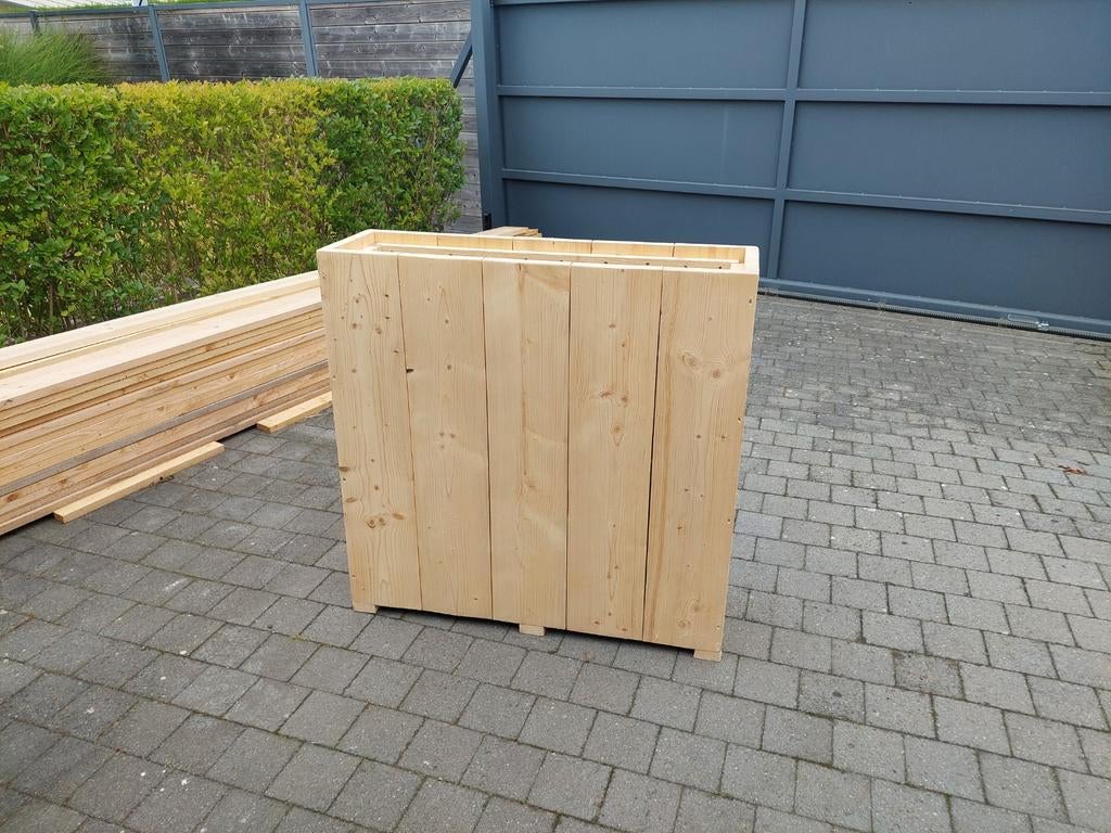 Bloembakken in steigerhout op maat, Ophalen