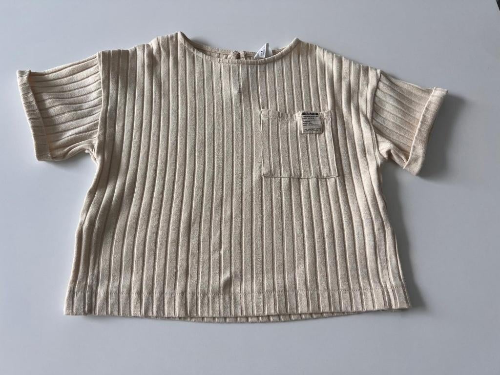Beige t-shirt maat 128 van Zara voor €4, Kinderen en Baby's, Kinderkleding | Maat 128, Meisje, Ophalen of Verzenden, Zo goed als nieuw