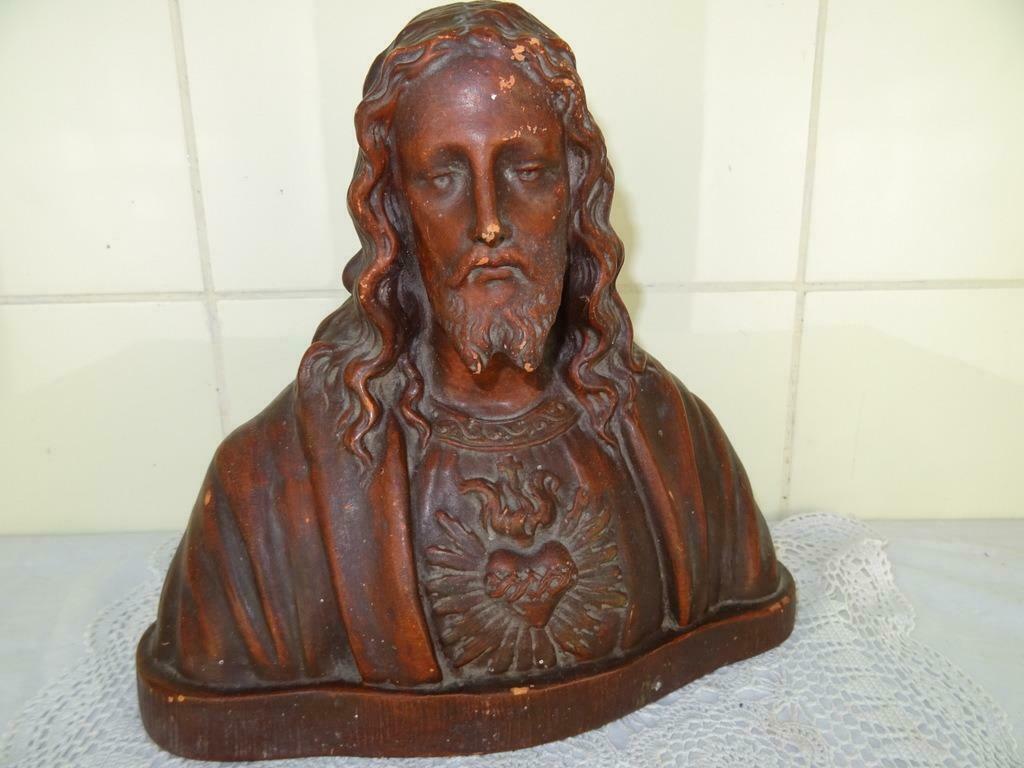 Antiek Jezusbeeld Antiek aardewerk borstbeeld Jezus Christus, Antiek en Kunst, Ophalen of Verzenden