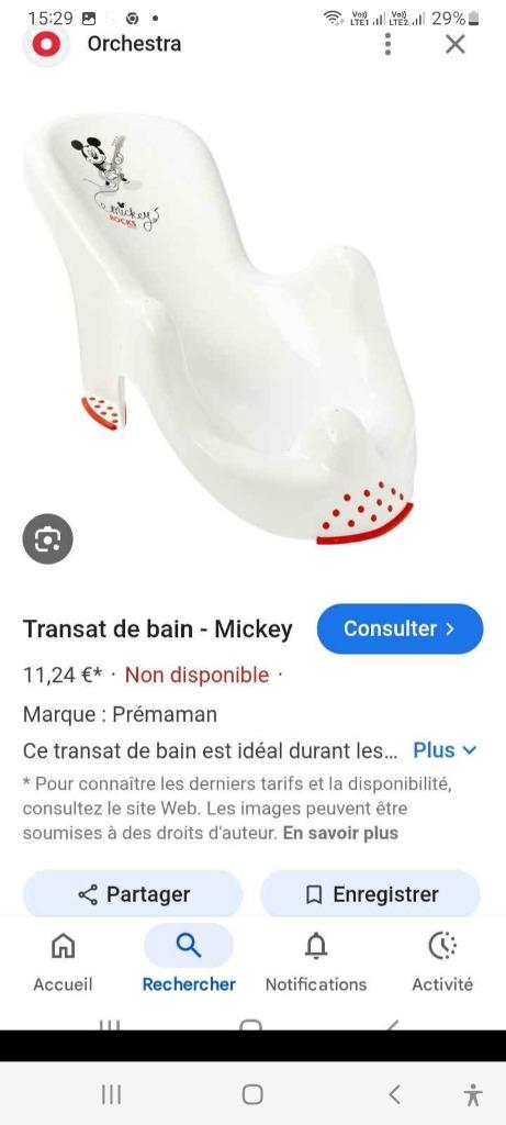 Transalte de bain michey pour bebe, Ophalen, Gebruikt