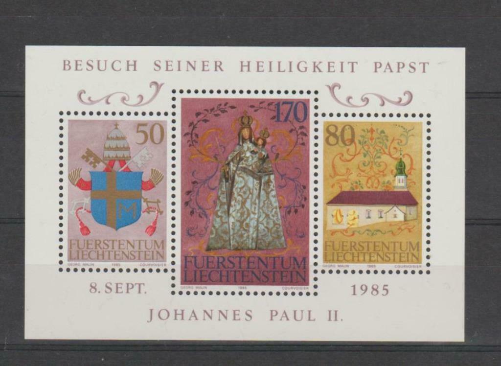 Liechtenstein 1985 Blok Bezoek Paus Johannes Paulus II **, Verzenden, Overige landen, Postfris