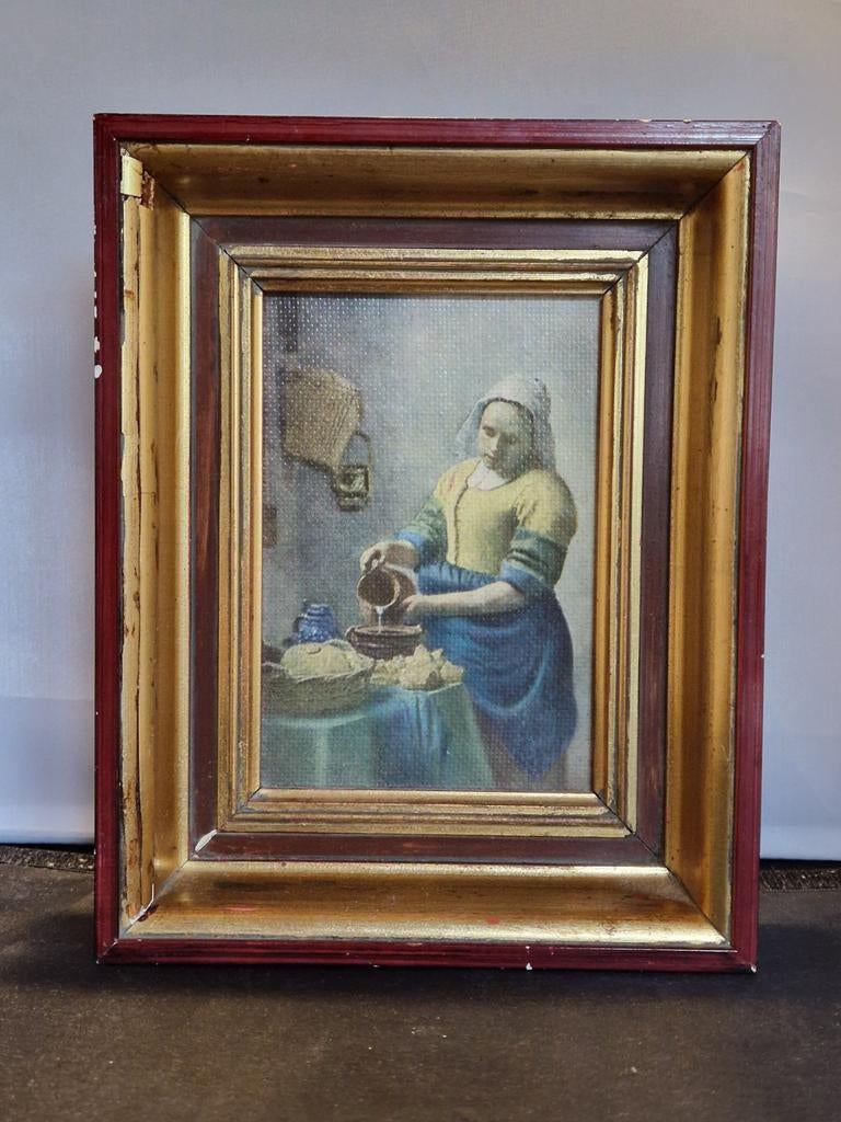 Johannes Vermeer | Het Melkmeisje | reproductie jaren 60, Antiek en Kunst, Ophalen