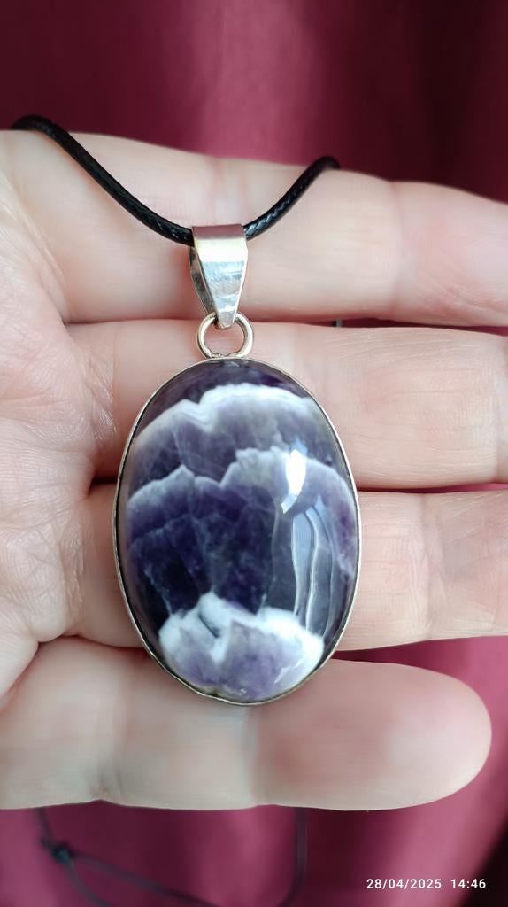 Pendentif en argent avec améthyste naturelle, Neuf, Enlèvement ou Envoi, Avec pierre précieuse, Argent