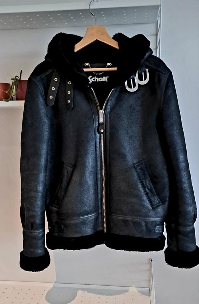 Schott bombardier B-3 noir à capuche, Schott, Enlèvement ou Envoi, Comme neuf, Taille 48/50 (M)