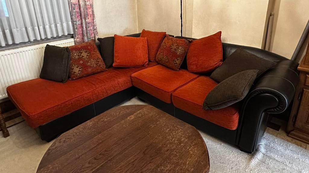 Canapé d’angle modulable rouge et noir, Maison & Meubles, 100 à 125 cm, 250 à 300 cm, Banc d'angle, Quatre personnes ou plus