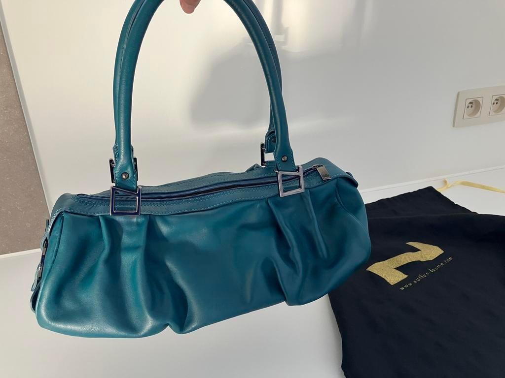 Petroleum groene vintage handtas Nathan Baume, Handtassen en Accessoires, Tassen | Damestassen, Ophalen of Verzenden, Handtas