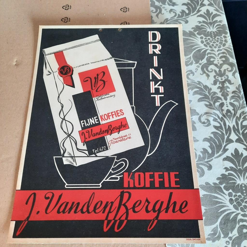 Reclame van koffie ( J. Vandenberghe - Roeselare ) in karton, Ophalen of Verzenden, Zo goed als nieuw
