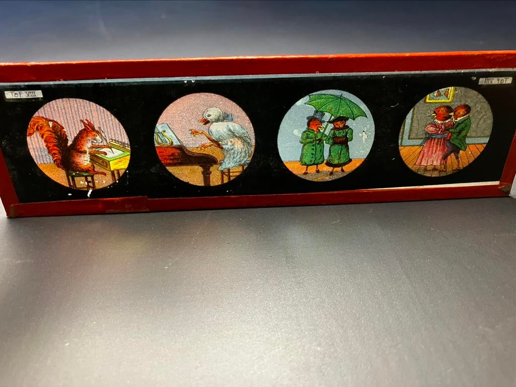 Toverlantaarn lantern slide projector glass slides, Ophalen