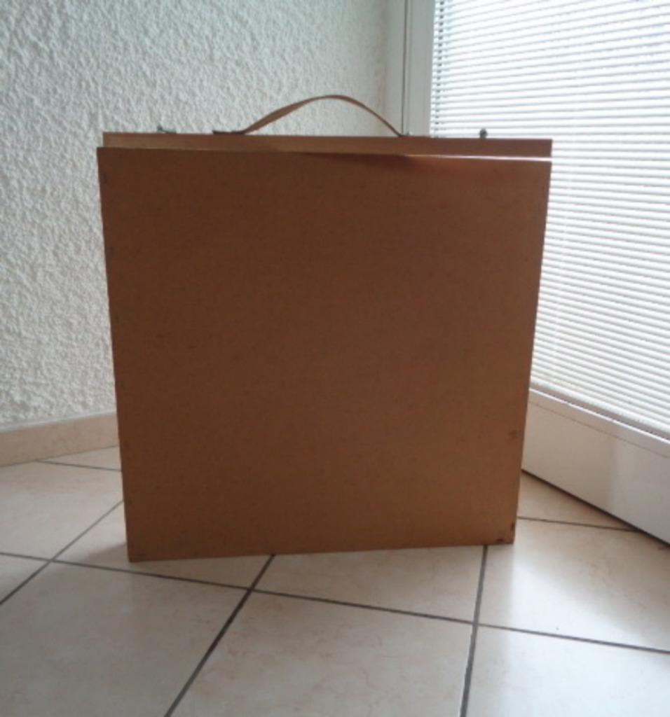 Boîte de rangement pour peaux de batterie. Bois vintage, Musique & Instruments, Boîtiers & Valises, Enlèvement ou Envoi, Utilisé