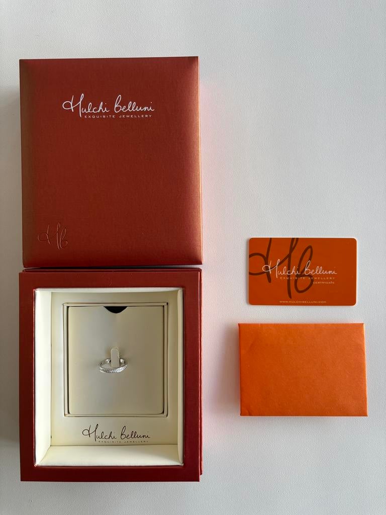 Anneau Hulchi Belluni or blanc et diamants T.53 neuf, Bijoux, Sacs & Beauté, Bagues, Neuf, Enlèvement ou Envoi, Or, Blanc