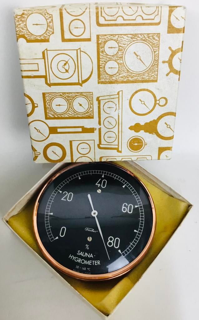 Fischer GDR Duitsland vintage sauna Hygrometer in doos, Ophalen of Verzenden, Zo goed als nieuw