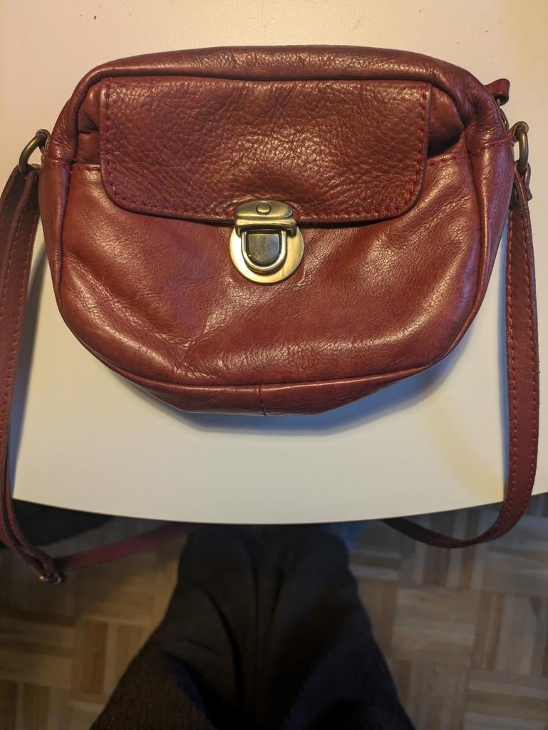 Klein vintage leren schoudertasje – Ascot – Made in Italy –, Ophalen, Zo goed als nieuw, Leer
