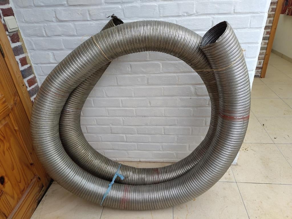 Tuyau flexible d'évacuation d'air et de fumée en acier inoxy, Enlèvement, Comme neuf, Inox