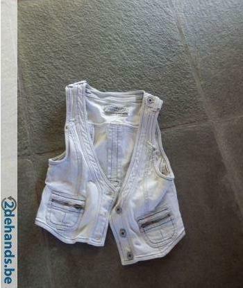 [3514] gilet gris clair petit unisexe rétro vintage, Vêtements | Femmes, Pulls & Gilets, Porté, Taille 36 (S), Gris, Enlèvement ou Envoi