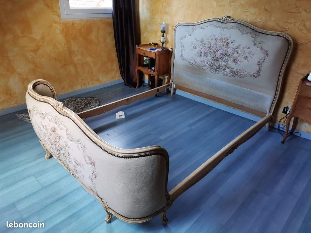 Gestoffeerd bed, Ophalen, Gebruikt, Tweepersoons, Tapissier